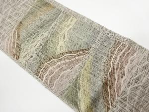 リサイクル　すくい織色紙に抽象模様織出しリバーシブル袋帯